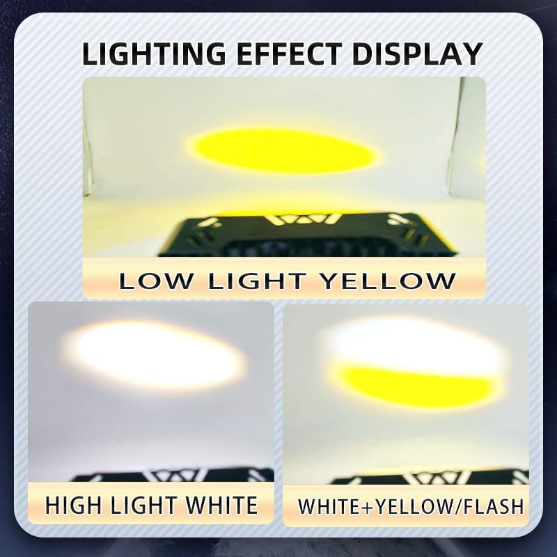 NIGHT LIFE LED Motorcycle Auxiliary Fog Light 4 Lens 80W Dual Color White Amber 3000K 6000K Driving Lamp Waterproof Aluminum Housing for Bike Car Truck Off