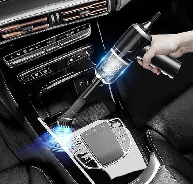 7 PCS Car Cleaning Kit with 3-in-1 Mini Vacuum Cleaner, Microfiber Cloth,Big Duster,Car Cleaning Anti-Fog Spray,Wheel Brush,Oil Film for Mirror,Truck,Bike...
