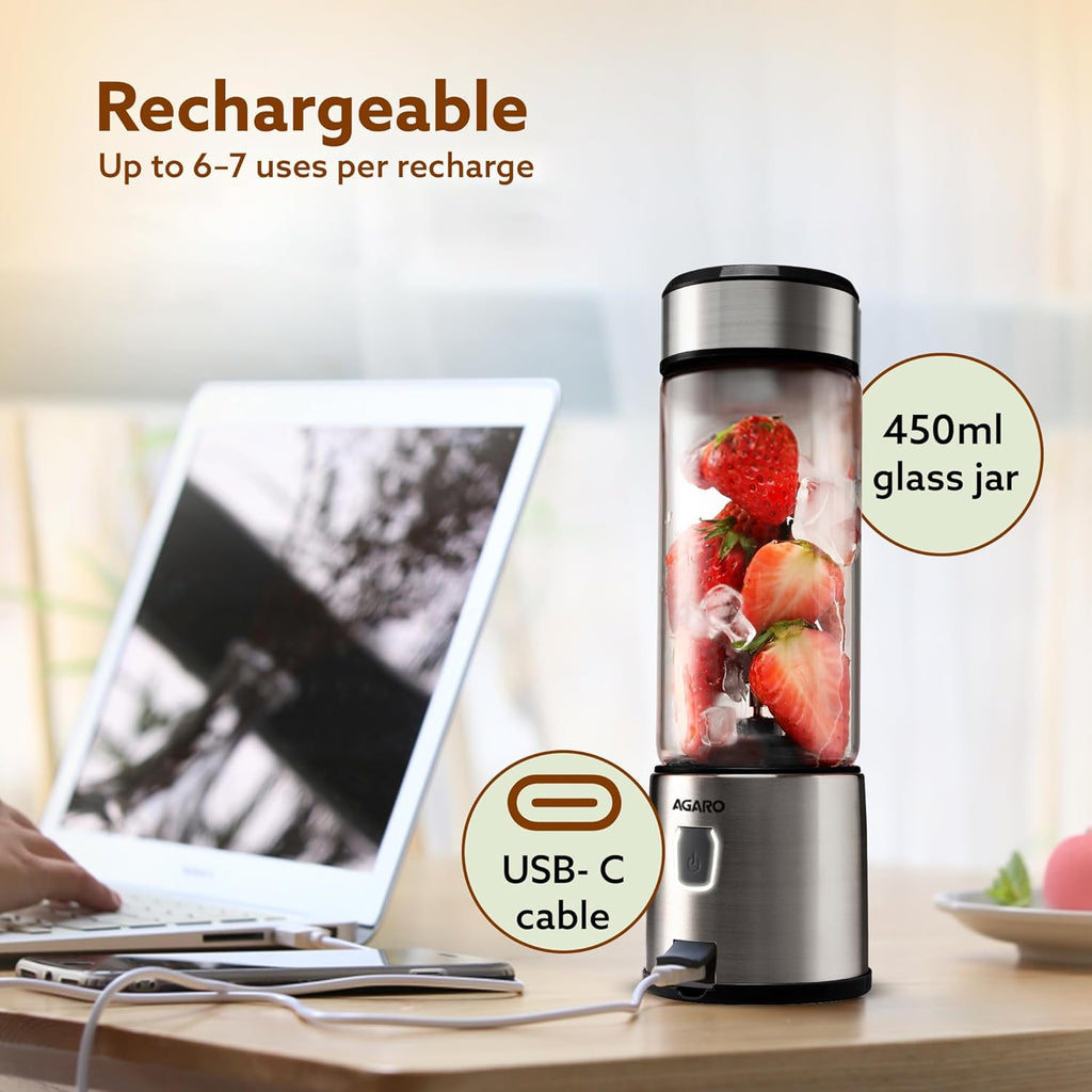 Portable USB Rechargeable Mini Juicer Blender,Electric Juicer Bottle For Smoothies and Juices, Mixer Juicer that Crushes Ice,